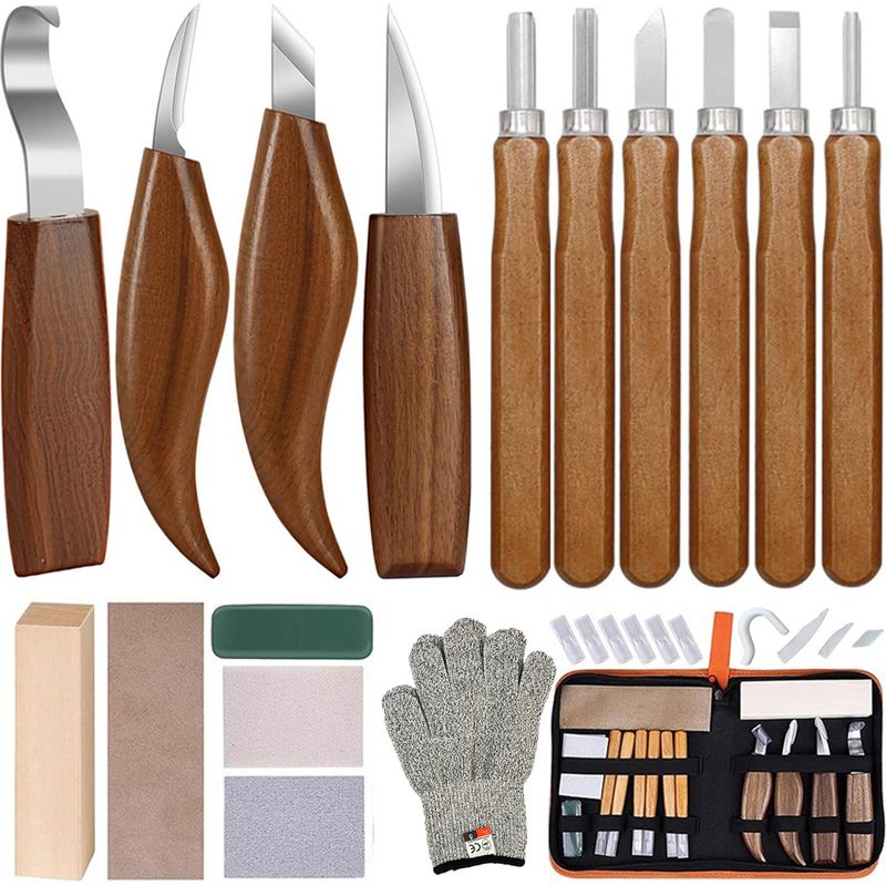 Set Aus 17 Holzschnitzwerkzeugen Aus 7cr17 Molybdän- Und Vanadiumstahl, Luxuriöses Schnitzmeißelset, Ideal Als Geschenk.