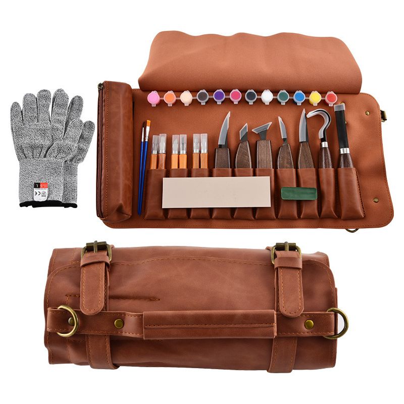 Set Aus 20 Holzschnitzwerkzeugen Aus 7cr17 Molybdän- Und Vanadiumstahl, Luxuriöses Schnitzmeißelset, Ideal Als Geschenk.