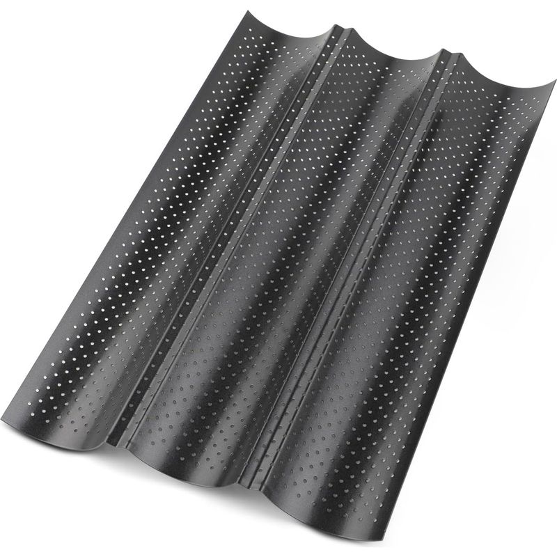 Baguetteformen – Baguetteblech 38 X 24,5 X 2,2 Cm – Lebensmittelechter Kohlenstoffstahl – Antihaftbeschichtung – Ideal Für Bäckereien Und Den Privaten Gebrauch (schwarz)