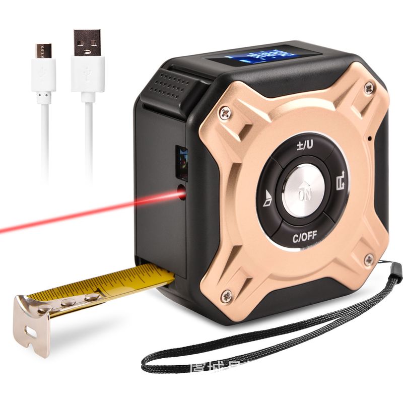 2-in-1 Laser-bandmaß, 16 Fuß Wasserdichtes Digitales Bandmaß, 130 Fuß Laser-entfernungsmesser, Misst Fläche Und Volumen.