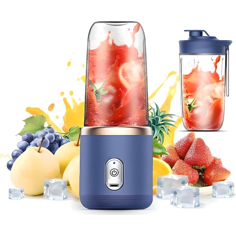 Tragbarer Mixer Zur Zubereitung Von Säften Und Smoothies, Wiederaufladbar Über Usb, Inklusive Deckel Und 2 Bechern, Perfekt Für Reisen Und Outdoor-aktivitäten.