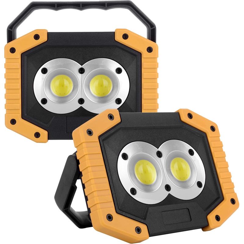 Set Mit 2 Wiederaufladbaren Led-arbeitsleuchten (w839 Gelb), 30 W, 1500 Lm, Wasserdicht, Cob, Tragbar, Für Camping Und Wandern