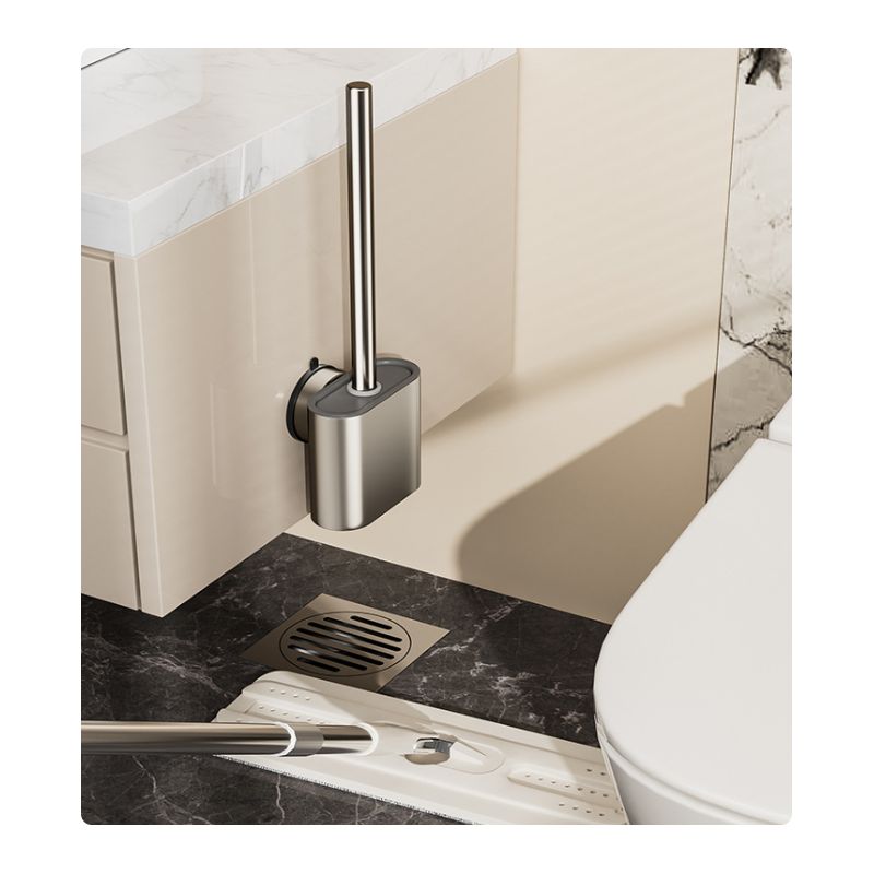 Silikon-toilettenbürste Mit Halterung, Flacher Bürstenkopf, Tiefenreinigung, Saugnapfbefestigung.