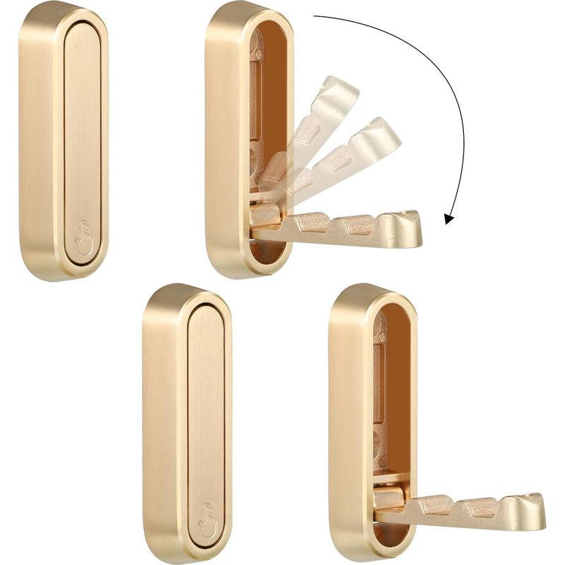 Klappbare Garderobenhaken, Set Mit 4 Robusten, Faltbaren Silbernen Wandhaken Zum Aufhängen Von Mänteln, Handtüchern, Kleidung, Hüten, Taschen Und Schlüsseln.