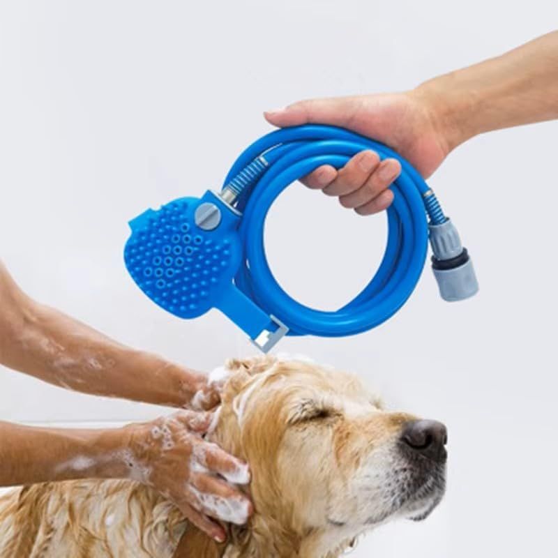 Duschkopf Für Haustierbäder, Universelle Silikonmassage Für Katzen Und Hunde (mit Bürstenkopf), Länge: 2,5 Meter.