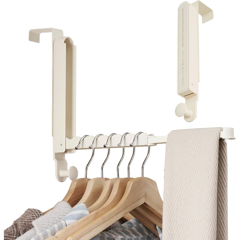 Türhängerhaken, Geeignet Für Türen Bis Zu 4,4 Cm (1 3/4 Zoll), 1 Stück, Mit Ausziehbarer Stange, Faltbarer Türhänger-wäscheständer Für Den Waschraum (milchweiß, Verpackung)