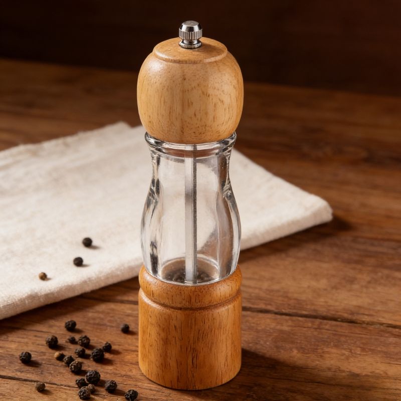 Transparente Salz- Und Pfeffermühle Aus Holz, Handmühle, Küchenutensil, Weihnachtsgeschenk Für Erwachsene, Männer Und Frauen
