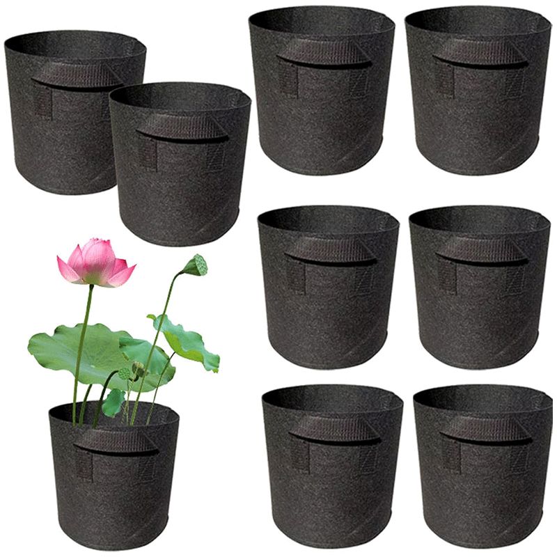 Set Mit 8 Pflanzsäcken Aus Vliesstoff – Aus Dickem Material Und Mit Stabilen Tragegriffen. Maße: 21 X 11 X 4 Cm.