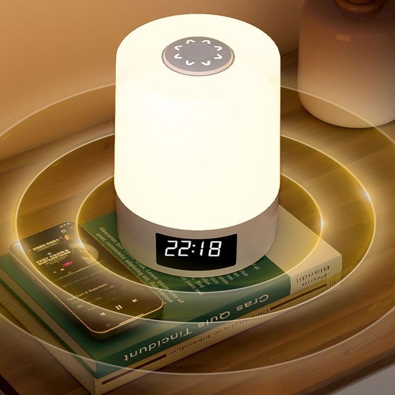 Nachtlicht Mit Uhr, Wiederaufladbare Und Dimmbare 3-farben-touch-led-lampe, Augenschonende Kabellose Nachttischlampe, Tragbares Nachtlicht