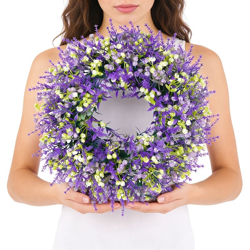 Ein 32 Cm Großer Lavendelkranz Eignet Sich Perfekt Zum Dekorieren Von Wänden Im Innen- Und Außenbereich, Fenstern, Partys Und Hochzeitsdekorationen.