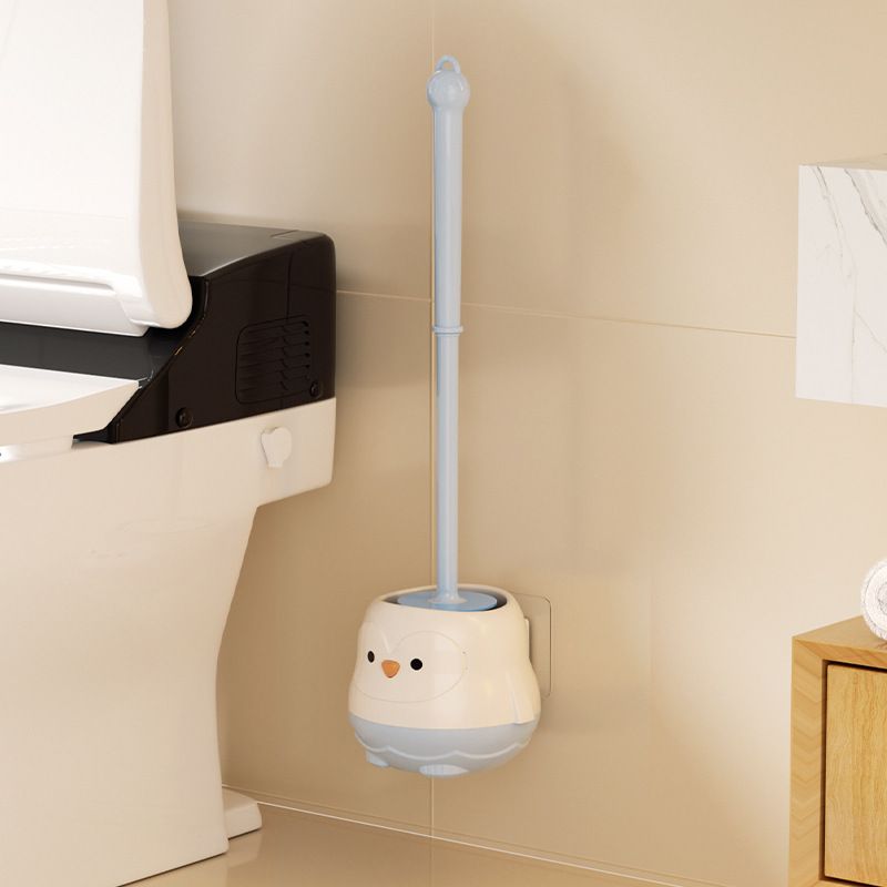Pinguin-toilettenbürsten- Und Bürstenhalter-set – Niedliche, Langstielige Badezimmerbürste Mit Cartoon-motiv, Hocheffektiv Für Alle Haushaltsanwendungen