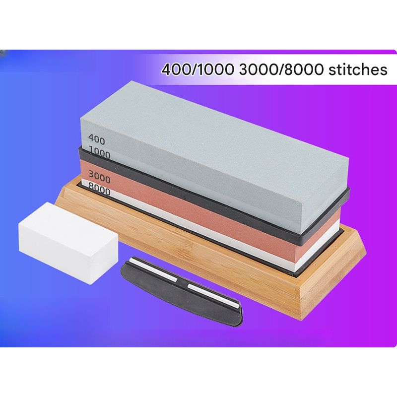 Professioneller, Doppelseitiger Schleifstein Mit Zwei Funktionen, Körnung 400/1000 + 3000/8000, Inklusive Basis Und Zubehör