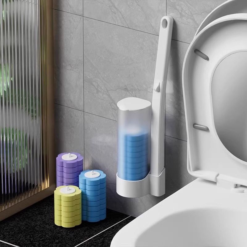 Toilettenbürsten-set – Einwegköpfe, Reinigungsgel Inklusive, Teleskopstiel, Badezimmer-reinigungsset (1 Stiel + 18 Bürsten)