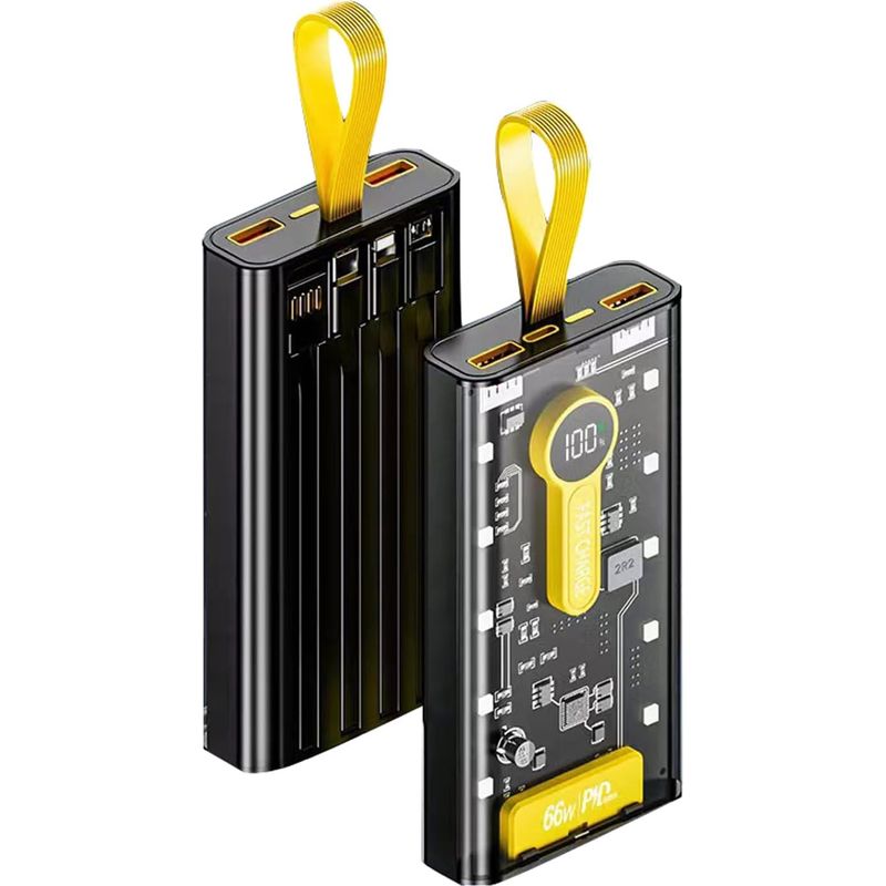 Transparenter Mecha, Leistungsstarke 30.000-mah-powerbank, 4 Integrierte Kabel, Ausgestattet Mit Nachtlicht Und Digitalanzeige