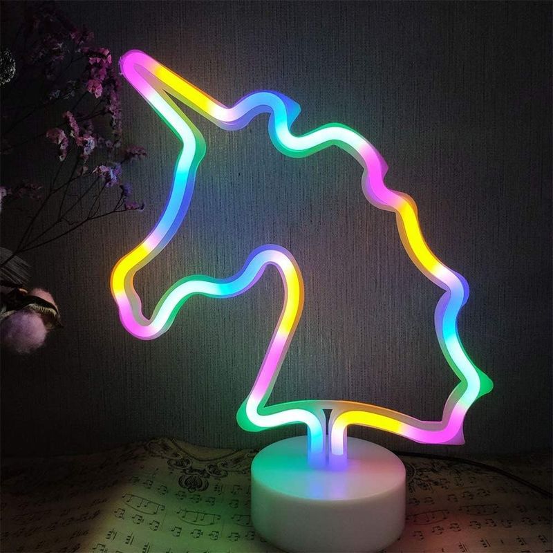 Magisches Einhorn-led-lichtpaneel In Verschiedenen Farben, Nachtlicht Mit Einhornmuster, Mehrfarbiges Neonlicht Mit Sockel, Wanddekoration Für Zuhause Und Feste