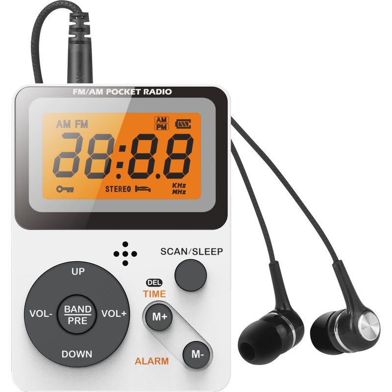 Mini-am/fm-radio, Kleines Tragbares Digitales Radio Mit Stereo-kopfhörern, Sperrtaste Und Timer.
