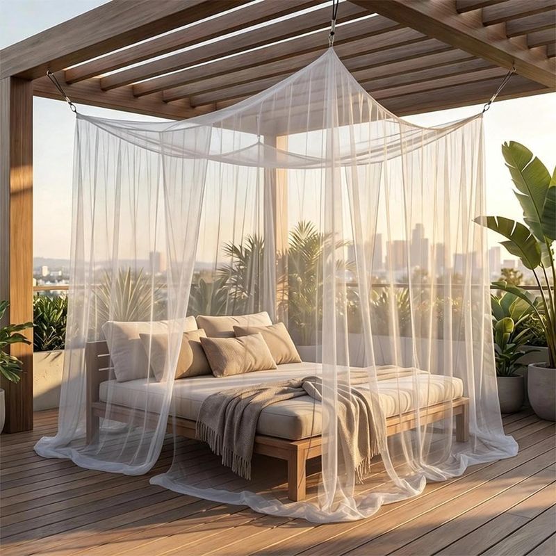 Moskitonetz Für Den Außenbereich, Xxl-moskitonetz Für Garten, Doppelbett, Quadratisches Moskitonetz Für Den Innenbereich Für Balkone, Pergolen, Gärten Und Camping (3x5x2,5m)