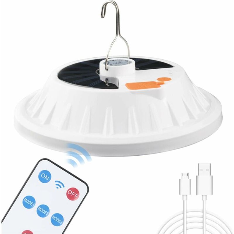120-led-solar-campinglampe Mit Fernbedienung, Usb-akku, Dimmbar, Tragbar, Wasserdicht (ipx7), Geeignet Zum Wandern Und Campen