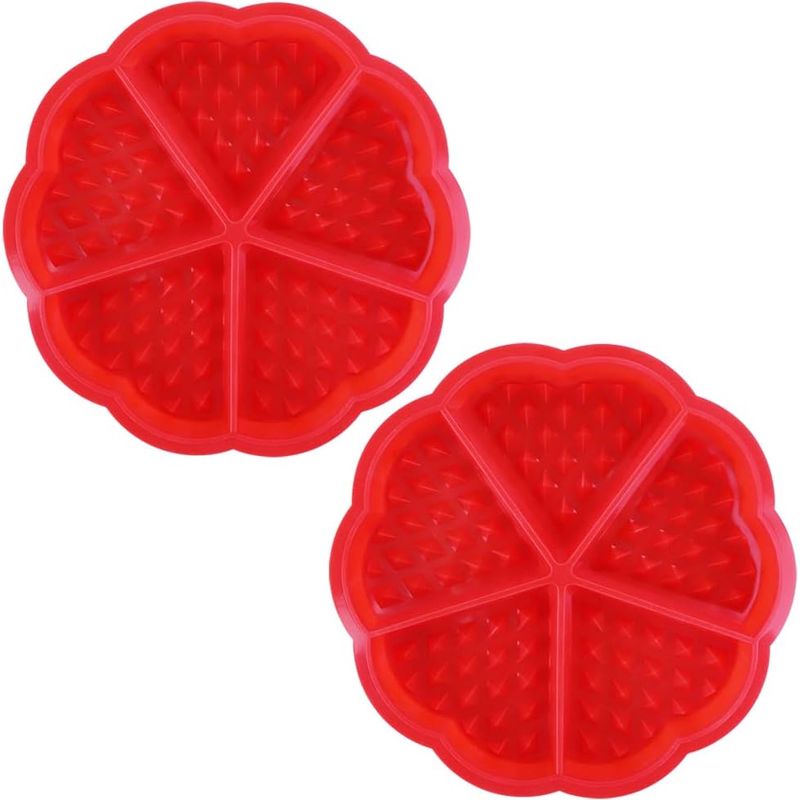 Herzförmige Silikon-waffelform (2er-set), Muffinform Mit 5 Mulden, Selbstgemachte Backdekoration, Rot