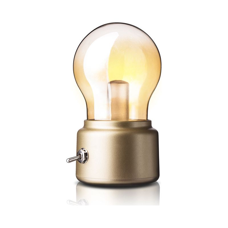 Vintage (goldene) Glühbirne, Mini-usb-wiederaufladbare Led-nachttischlampe, Elegant, Ideal Für Schlafzimmer Oder Büro.