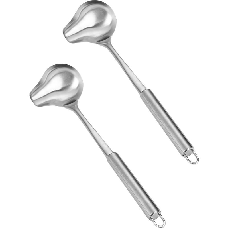 Saucenlöffel, 2 Saucenkellen Mit Ausgießer, Aus Edelstahl, 30 Cm Langer Griff, Ideal Für Saucen Und Dressings, Silberfarben.