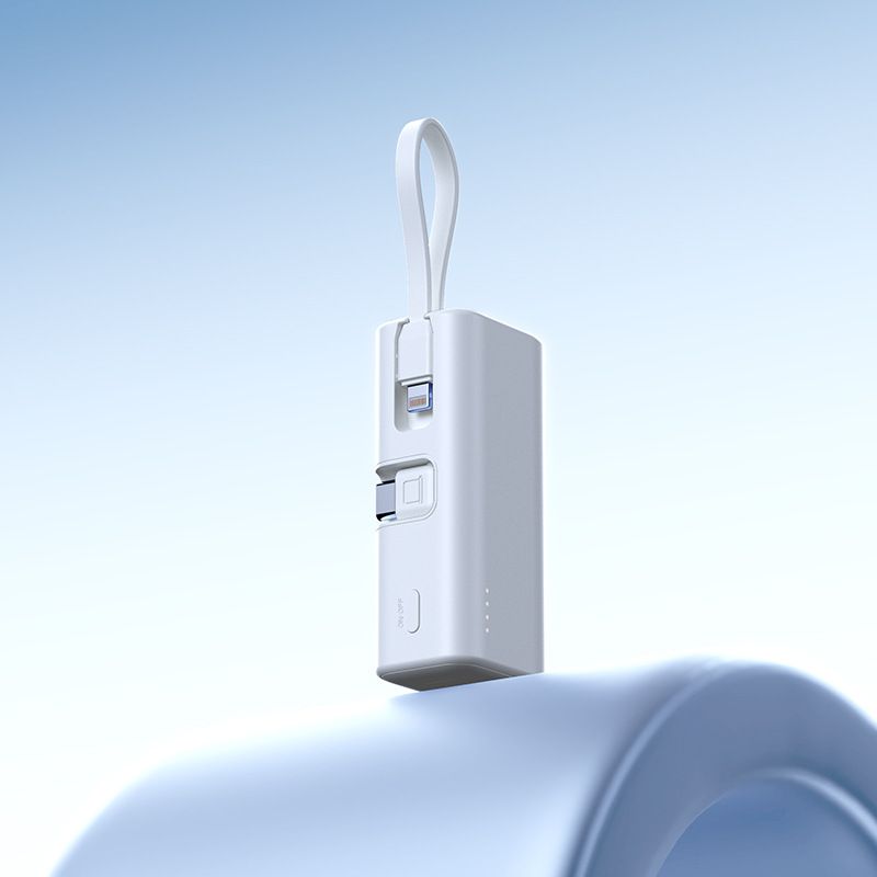 Pd22,5w Ultra-schnellladegerät, Integriertes Kabel, Mini-powerbank, Tragbare Kapsel, Mobile Stromversorgung, 5000mah (weiß)