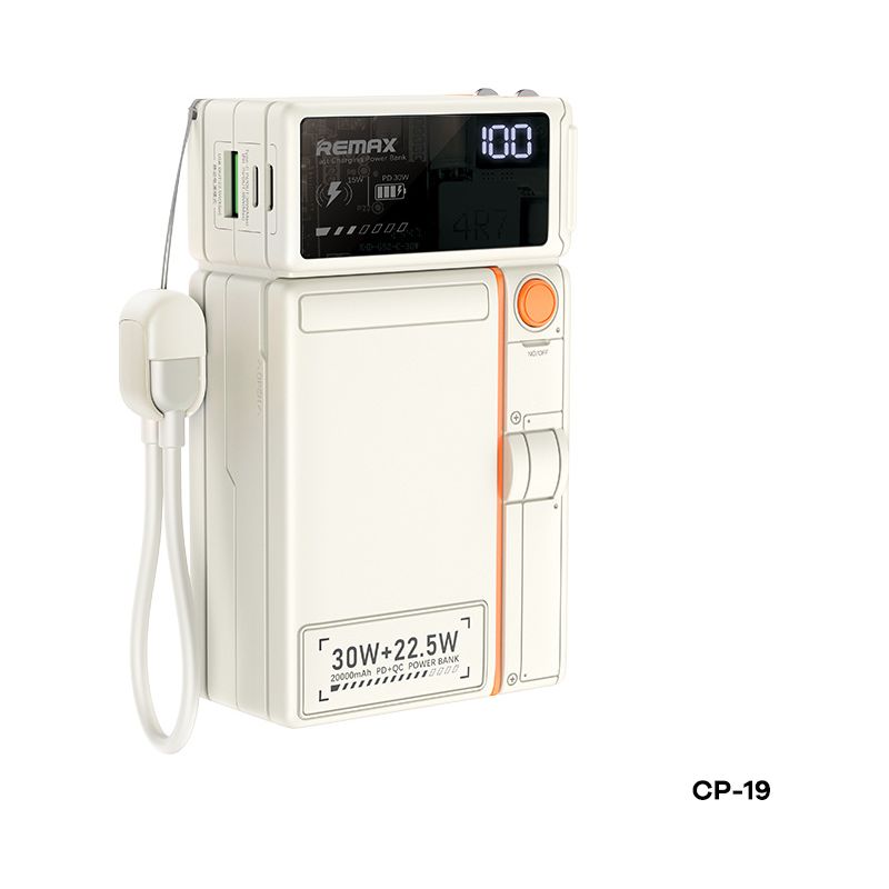 30w 20000mah 3c Schnelllade-powerbank, Magnetisches Kabelloses Ladegerät Mit Stecker (weiß)