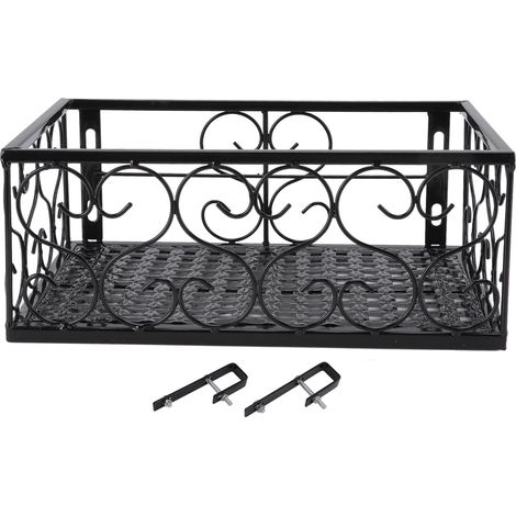 Balconnière En Fer Épaissi Avec Crochets De Fixation Pour Fenêtre, Adaptée Aux Rampes De 2,5 Cm/1 Pouce, Étagère De Balcon Décorative Et Solide.