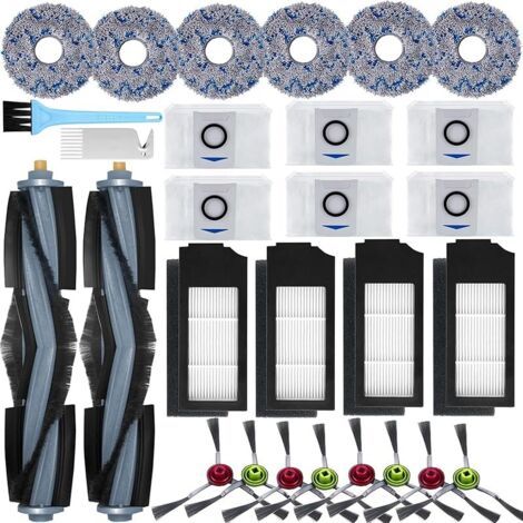 Alliandis Zubehör Für Ecovacs Deebot X1 Omni / X1 E Omni / X1 Turbo Staubsauger, 2 Hauptbürsten, 8 Seitenbürsten, 6 Wischmopps