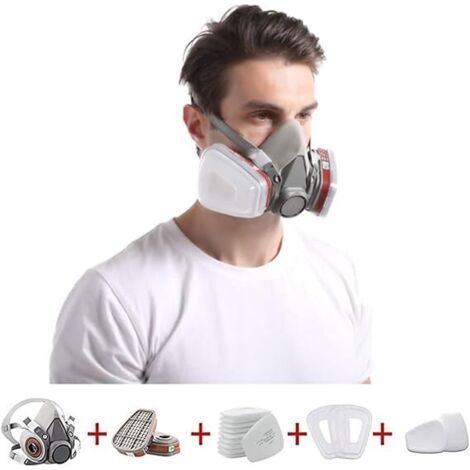 Alliandism 15-in-1 Schutzmaske, Malermaske, Wiederverwendbar Mit Staubfilter, Atemschutzmaske Mit Filter Für Sprühen, Lackieren, Bauarbeiten, Chemikalien, Heimwerken, Schleifen