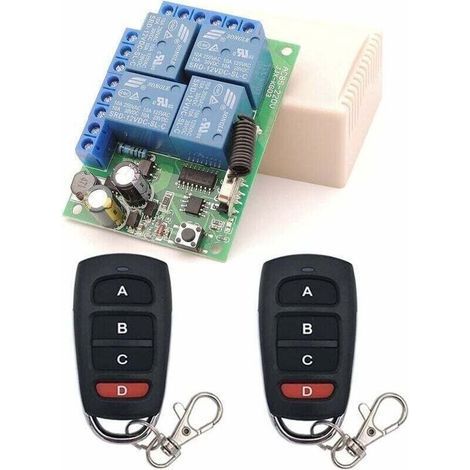 Alliandisinterrupteur De Télécommande Universel, Récepteur De Relais Rf Ac 230v/220v 10a 4ch 433mhz Avec 2 Émetteurs Pour Moteur, Porte De Garage, Lumière, Rideau Électrique, Interrupteur De Bricolage