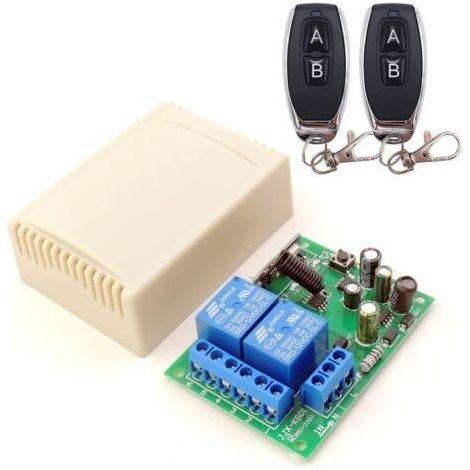 Alliandis433mhz Rf Commutateur À Distance Sans Fil, 2 Canaux Ac 110v / 220v / 230v / 240v Relais Récepteur Avec 2 Télécommandes Pour Porte De Garage