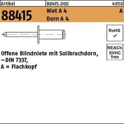 Blindniete ART 88415 Dorn A 4/A 4 FLAKO A 4 x 6 S
