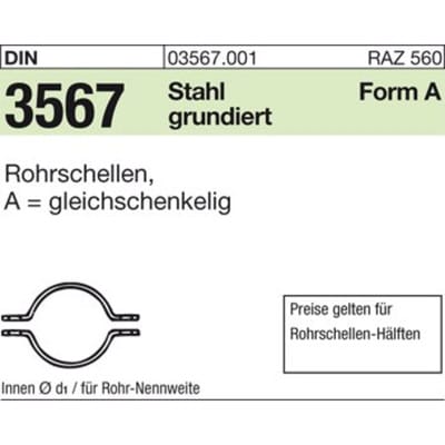 Rohrschellen-Hälften DIN 3567 Stahl grundiert ø169mm NW 150