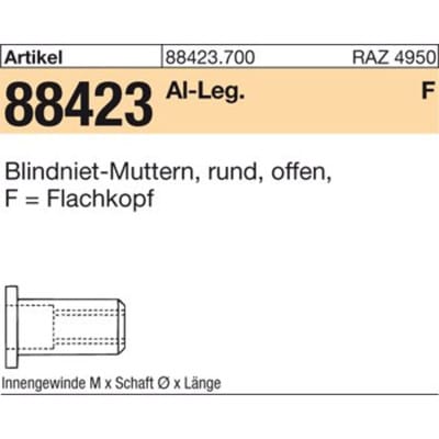 Blindniet-Muttern ART 88423 Alu-Legierung Flako M 6 / 3,0 - 5,5 S