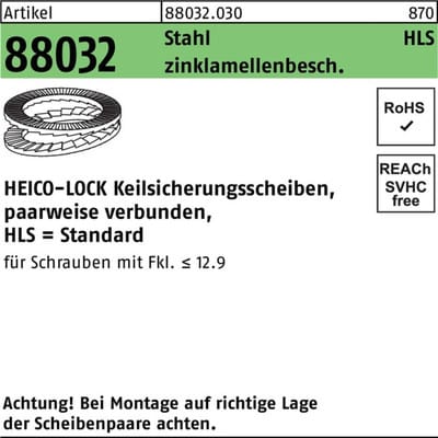 Keilsicherungsscheiben ART 88032 geklebt A 4 4,4 x 9,0 x 1,8 S