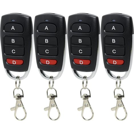 Télécommande Universelle 433 Mhz Pour Portail (lot De 4), Duplicateur De Télécommande De Porte De Garage À 4 Boutons