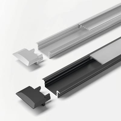 Möbel-Einbauprofil,L 2000mm, ChannelLine C, schwarz, Abd. schwarz