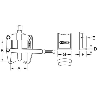 Universal-Abzieher 2-armig mit Spannbügel, 100mm
