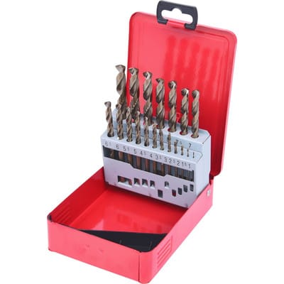HSS-G Co 5 Spiralbohrer-Satz, Stahlblechkassette 19-teilig 1-10mm