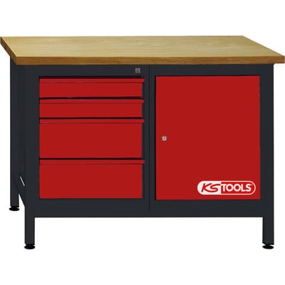 Werkbank mit 4 Schubladen und 1 Tür, H840xB1200xT500mm