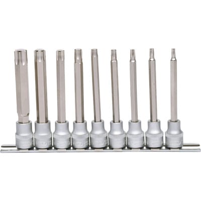 3/8" Bit-Stecknuss-Satz Torx, lang, 9-teilig, T20-T60