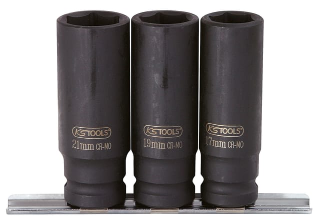 1/2" Sechskant-Kraft-Stecknuss-Satz, lang, 3-teilig
