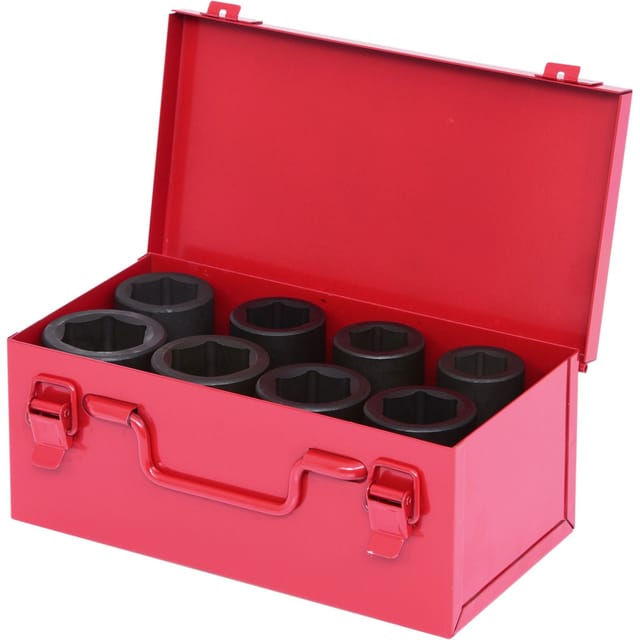 1" Sechskant-Kraft-Stecknuss-Satz, lang, 8-teilig