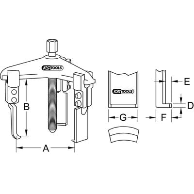 Universal-Abzieher 3-armig mit schlanken Haken, 60-200mm