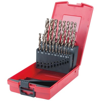 HSS-G Co 5 Spiralbohrer-Satz, Kunststoffkassette 19-teilig 1-10mm