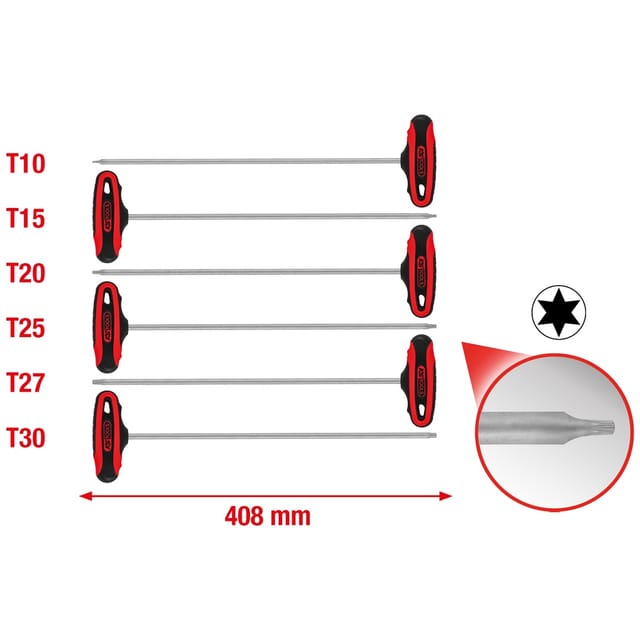 T-Griff-Torx-Winkelstiftschlüssel-Satz, 6-teilig