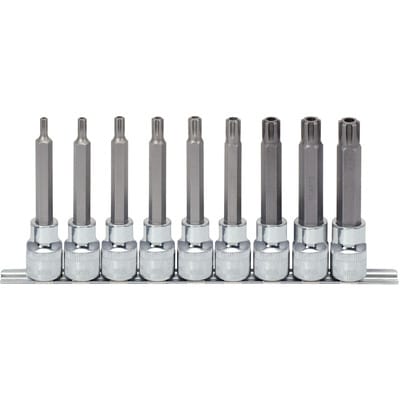 1/2" CHROMEplus RIBE-Bit-Stecknuss-Satz, lang, 9-teilig M5-M14, Bohrung