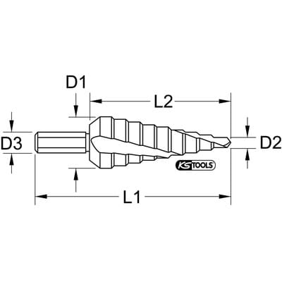 HSS-TiN Stufenbohrer,Ø 7-40,5mm, 13 Stufen