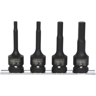 1/2" Kraft-Bit-Stecknuss-Satz, lang, 4-teilig